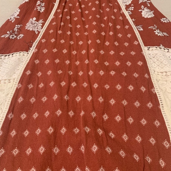 Altar'd State Patchwork Lace White and Rust Mini Dress - Picture 3 of 8